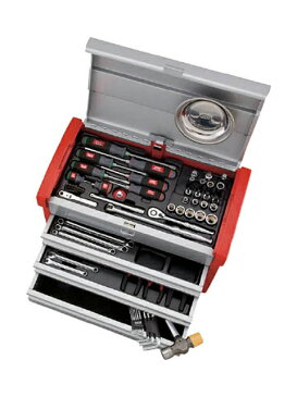 KTC(京都機械工具) 工具セット(チェストタイプ) 9.5sq. 入組65点 <SK3650E> 【ツールセット おもちゃ 工具箱 自転車 バイク おすすめ 】