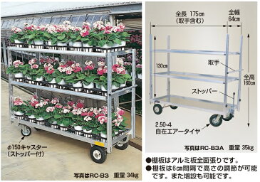 ハラックス ラックスカーゴ　アルミ製フラコン台車RC-B3A【HARAX 農家 農業 畑 家庭園芸 畑仕事 園芸 野菜 果物 運搬 タイヤ ホイール 一体 チューブ タチホセット 交換 スペアタイヤ ボス幅 リヤカー 台車 激安 通販 苗 植え】