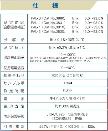 【SS期間中ポイント2倍】 アタゴ ポケット糖度計 ＜PAL-1＞ PAL1 PAL−1 atago【糖度計 ケーキ お菓子 食品 果汁 果物 野菜 清涼飲料 炭酸飲料 缶詰シロップ スープ 工業用 水溶性切削油 水系洗浄液 各種水溶性液体 最安値挑戦 激安 通販 おすすめ 人気 価格 安い】