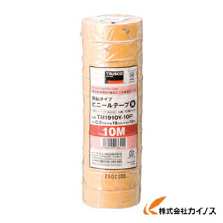 TRUSCO 脱鉛タイプ ビニールテープ 19X10m 黄 10巻入り TM1910Y-10P