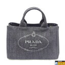 Ft806681 PRADA(プラダ) トートバッグ カナパ デニム ブラック【質みなみ・二又瀬店】 【中古】