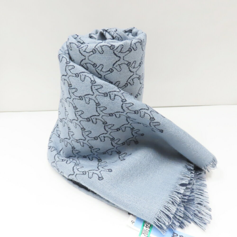 エルメス ストール 馬総柄 紺×水色系 レディース HERMES 中古/クリーニング済み 【質みなみ・高砂店】【質屋】 HERMES 【中古】 Ts495311のサムネイル