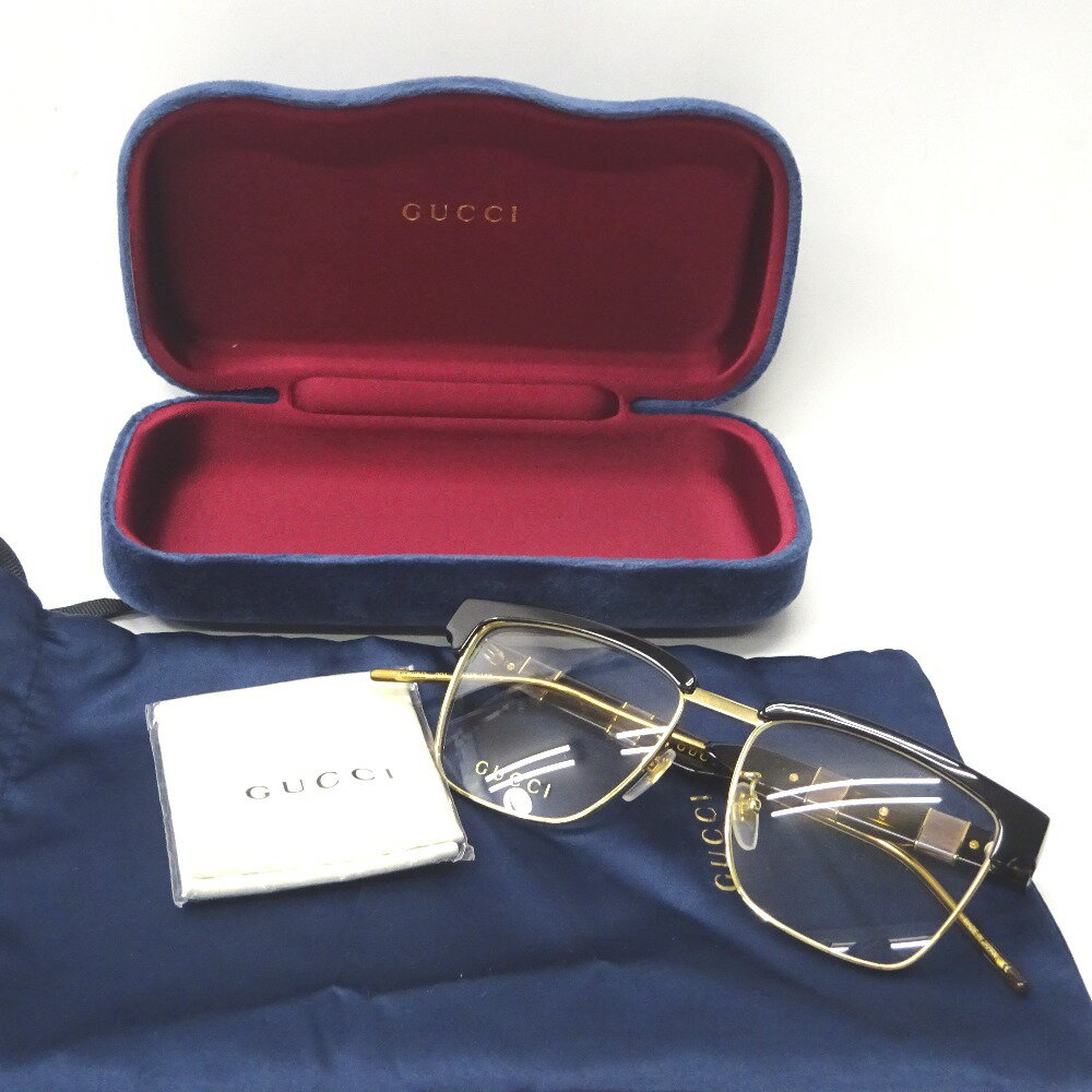グッチ メガネ メガネフレーム GG0605O ブラック×ゴールド【質みなみ・二又瀬店】【質屋】 GUCCI 【中古】 Ft1144051