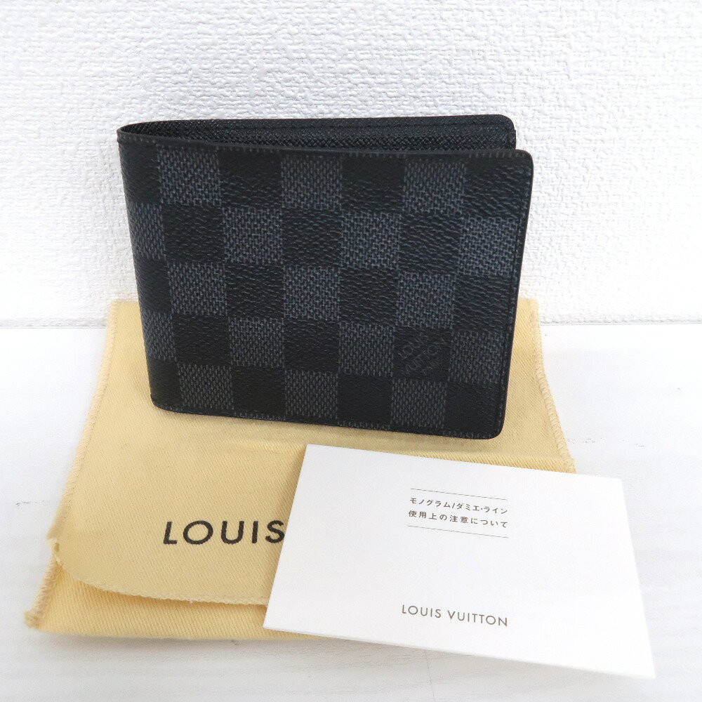 ルイ ヴィトン 二つ折り財布 ダミエグラフィット ポルトフォイユ スレンダー N63261 イニシャル入り LOUIS VUITTON 【中古】 IT319581