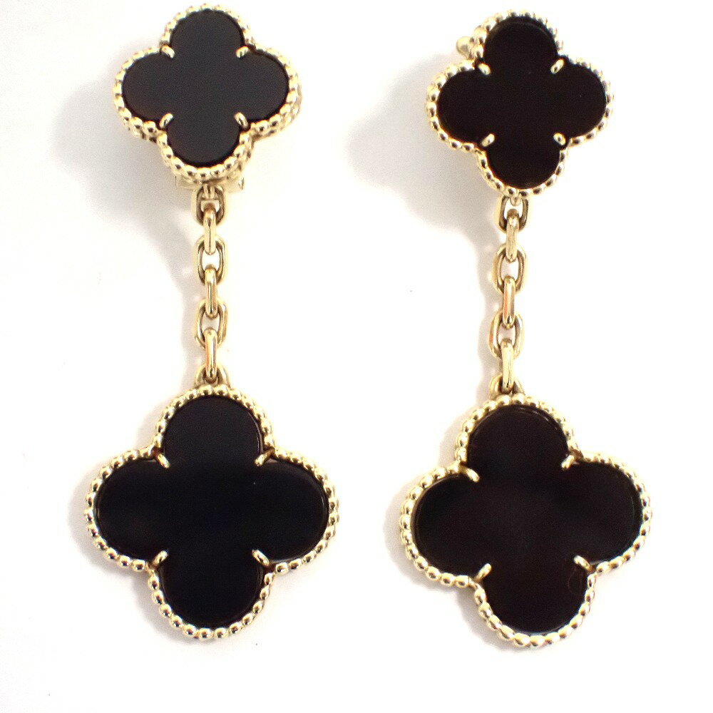 ヴァンクリーフ＆アーペル マジック アルハンブラ イヤリング 2モチーフ オニキス K18YG 良好【質みなみ・千早駅前店】【質屋】 Van Cleef & Arpels 【中古】 Th9874612のサムネイル