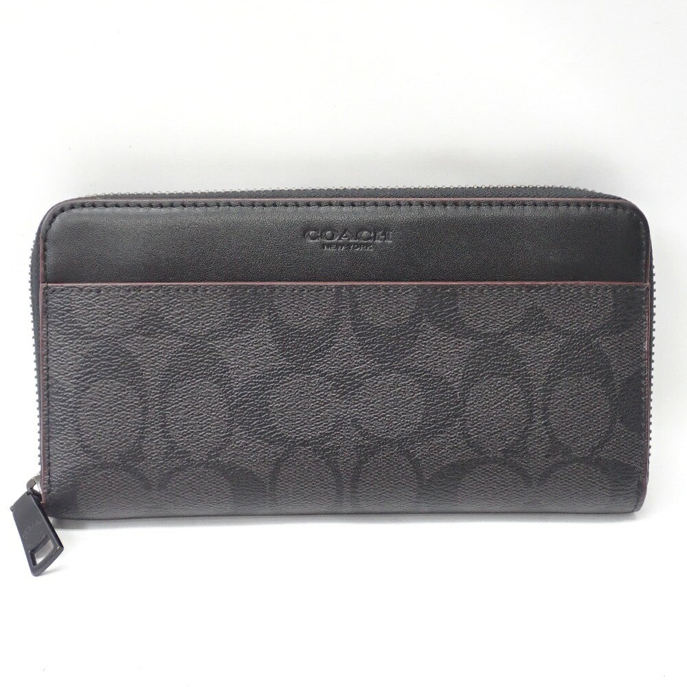 コーチ 長財布 ラウンドファスナー シグネチャー ブラック【質みなみ・二又瀬店】【質屋】 COACH 【中古】 Ft1274501