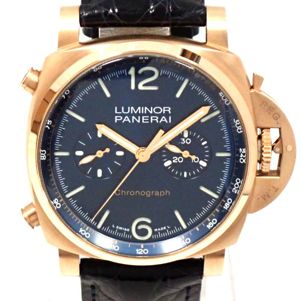 パネライ ルミノール クロノグラフ ゴールドテック PAM01111 K18PG 自動巻き ブルー文 ...