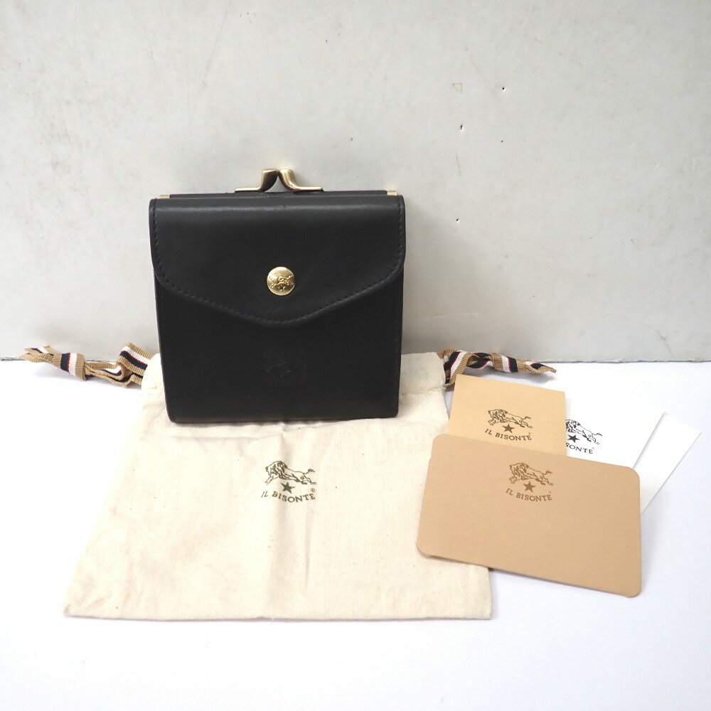 イルビゾンテ 二つ折り財布 がま口 ブラック【質みなみ・二又瀬店】【質屋】 IL BISONTE 【中古】 Ft1330491