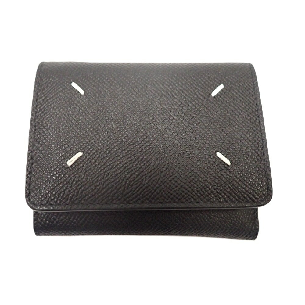 メゾンマルジェラ 4ステッチ 三つ折り財布 SA3UI0017 P4745 本革 ブラック 超美品【質みなみ・千早駅前店】【質屋】 Maison Margiela 【中古】 Th1008991