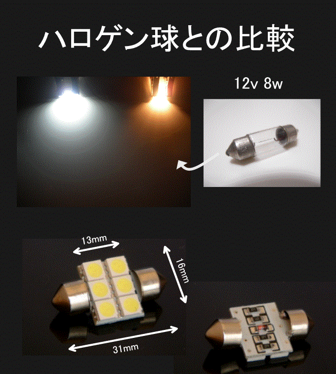 �ڤߤͤ��T10��31mm��3chip SMD 6Ϣ�����������ĤǤ�160��