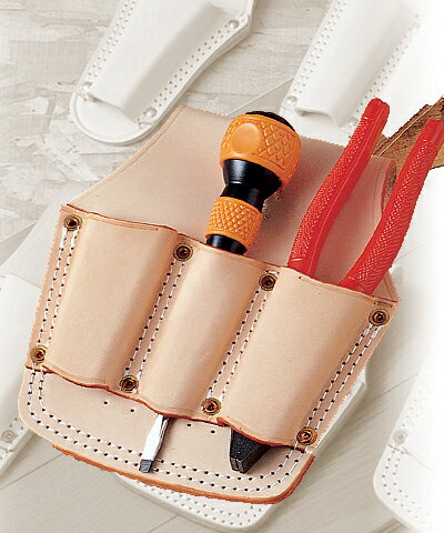 コヅチ　ペンチ差し8ンチ用・3丁入（二重縫・銅リベット）　SP-33　型押