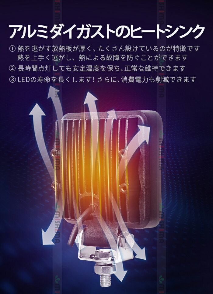 【6台セット】12vled作業灯ワークライトled作業灯24vledワークライト防水13.5w12v24v兼用ノイズ対策代引可船舶用建築機械用304ステンレスPCレンズ