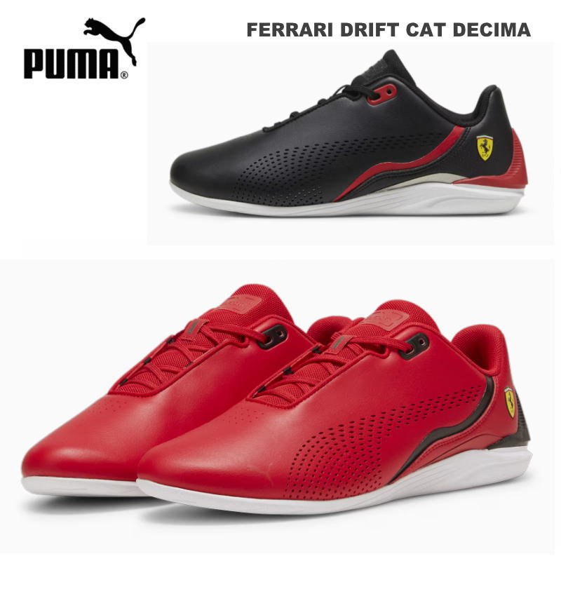 プーマ フェラーリ PUMA メンズ 限定 FERRARI ドリフトキャット デシマ ドライビングシューズ 男性 靴 シューズ ローカット スニーカー スポーツ 運動靴 307193 10 09 レッド ブラック 赤 黒 白 コラボ かっこいい おしゃれ 25cm 25.5cm 26cm 26.5cm 27cm 27.5cm 28cm