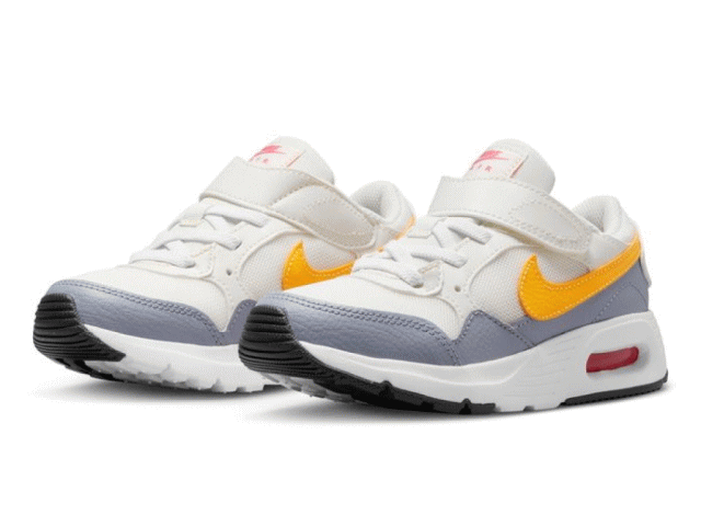 ナイキ エアマックス SC 軽量 ランニングシューズ ジュニア キッズ CZ5356-116 NIKE AIR MAX SC PSV ローカット 運動靴 厚底 マラソン スニーカー かっこいい 速い イエロー オレンジ ホワイト 白 黒 男の子 運動会 黄色 普段履き 運動 通学 17cm 18cm 19cm 20cm 21cm 22cm