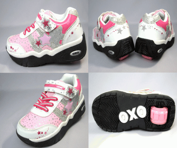 ローラーシューズ ジュニア キッズ スニーカー 取り外し式 女の子 靴 SHOCK-SW07 SHOCK by OXO クリスマス プレゼント 19cm 20cm 21cm 22cm 23cm 24cm【ホワイト】【ブラック/シルバー】【RCP】【あす楽対応_北陸】