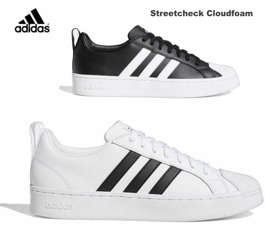 楽天ミトモアディダス adidas スニーカー ストリートチェック Streetcheck Cloudfoam GW5489 GW5488メンズ テニス ローカット 定番 かっこいい 男性 靴 白 黒 ブラック ホワイト 24.5cm 25cm 25.5cm 26cm 26.5cm 27cm 28cm 29cm 30cm 31cm