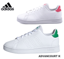 アディダス adidas レディース ジュニア スニーカー アドバンコート ローカット EF0213 EF0211 アディダスネオ 子供靴 定番 ホワイト グリーン ピンク かっこいい かわいい ラメ 男の子 女の子…