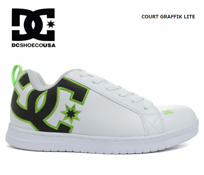 ディーシー dc メンズ ローカット スニーカー シューズ コートグラフィック ライト DM214601 COURT GRAFFIK LITE ダンス スケーター 白 ホワイト ライム WLM 男性 通学 かっこいい 限定 迷彩 キングサイズ 26cm 26.5cm 27cm 28cm 29cm 30cm【あす楽対応_北陸】