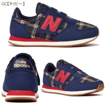 ニューバランス ローカット newbalance kV220 キッズ ジュニア スニーカー ベルクロ マジック シューズ 靴 プレゼント タータンチェック柄 男の子 女の子 ネイビー レッド 赤 RC GC クリスマス プレゼント 13cm 14cm 15cm 16cm 17cm 18cm 19cm 20cm 【あす楽対応_北陸】