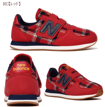 ニューバランス ローカット newbalance kV220 キッズ ジュニア スニーカー ベルクロ マジック シューズ 靴 プレゼント タータンチェック柄 男の子 女の子 ネイビー レッド 赤 RC GC クリスマス プレゼント 13cm 14cm 15cm 16cm 17cm 18cm 19cm 20cm 【あす楽対応_北陸】