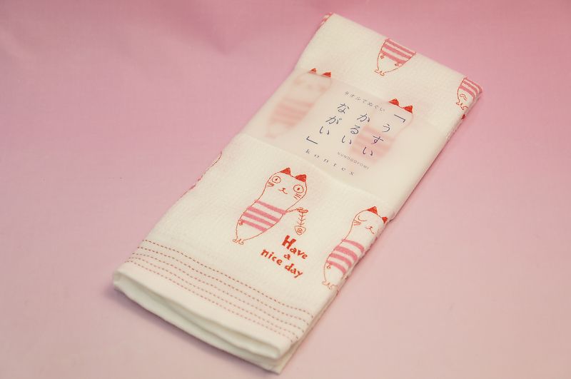 【在庫限り】てぬぐいたおる「ボーダーネコ」（猫）