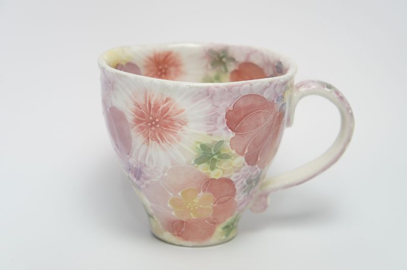 樂天商城 - ゆずりは　薄紅色絵花　マグカップ