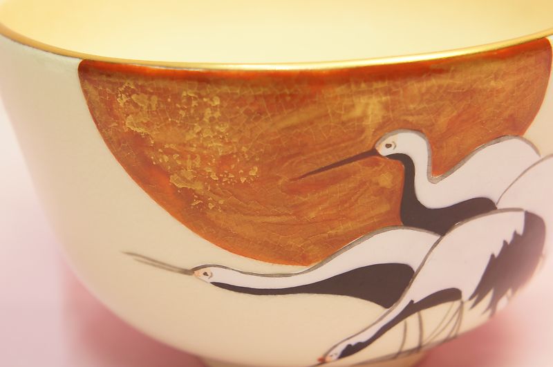 八鶴図　抹茶碗