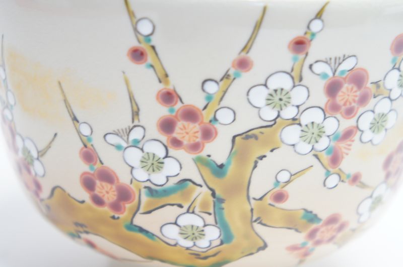 紅白梅　抹茶碗