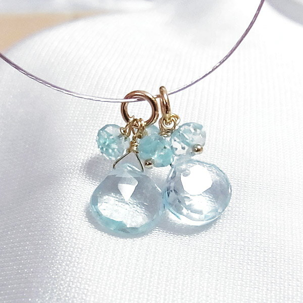 K18 スカイブルートパーズ ブルーアパタイト マロン ゴールド ピアス チャーム