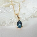 K18 6×4mm ペアシェイプ ロンドンブルートパーズ ネックレス トップ チャーム