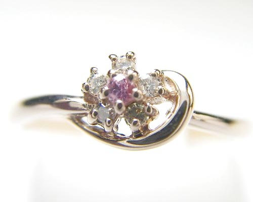 K18ピンクサファイアダイヤモンドリング