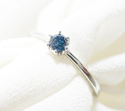 一粒 ブルーダイヤリング プラチナ900 リング