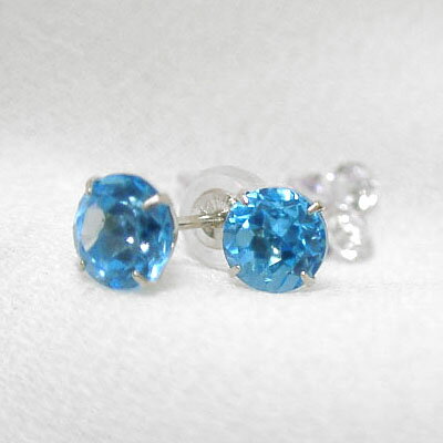 K14WG 5mm ブルートパーズ ピアス