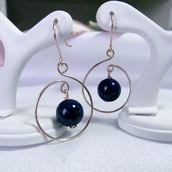 まんまる ラピスラズリ K10 ゴールド ピアス【楽ギフ_包装】