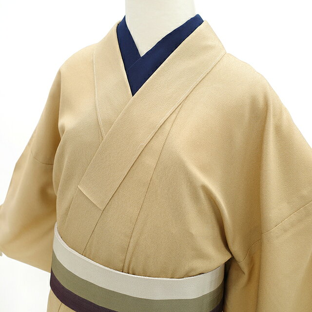 【新古品】 男物 塩沢紬 単衣 着物 正絹 コルク色 さが美 扱い 夏きもの メンズ 紳士 男物着物 本塩沢 塩澤 未使用 新古品 仕立て上がり 身丈144.5 裄丈70.5 Mサイズ みやがわ sb14016