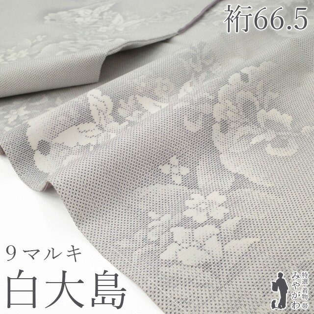 乐天商城 - 【新古品】 本場大島紬 着物 未使用 正絹 白大島 白泥 オフホワイト地 ライトグレー 雪輪 草花柄 蝶 9マルキ カタス式 極上 カジュアル 大島紬 春 秋 冬 仕立て上がり 身丈157 裄丈66.5 Mサイズ みやがわ sb17532
