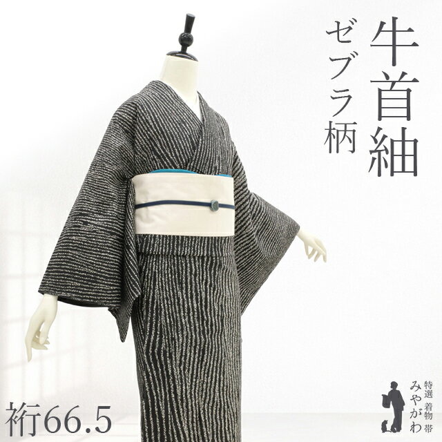 乐天商城 - 【新古品】 本場牛首紬 訪問着 袷 着物 石川県指定無形文化財 未使用 ゼブラ柄 モノトーン 白黒 おしゃれ 個性的 染め柄 春 秋 冬 美品 ますいわ屋 扱い 仕立て上がり 身丈163 裄丈66.5 Lサイズ みやがわ sb17533