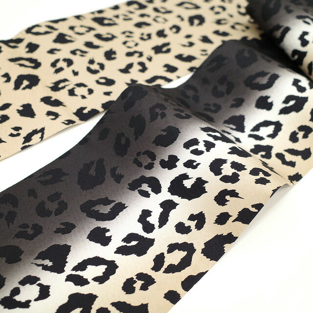 【新品】 半幅帯 リバーシブル 両面 正絹 全通 ヒョウ柄 レオパード柄 アニマル柄 動物柄 ベージュ 濃グレー 地紋 桜 春 秋 冬 未使用 仕立て上がり みやがわ sb51134