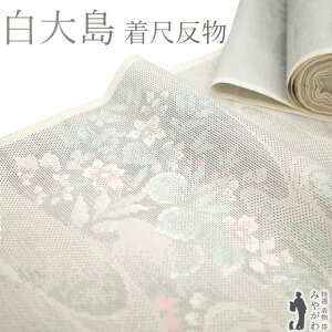 【新古品】 本場大島紬 着物 着尺 反物 正絹 白大島 大島紬 丸宮織物 都城 7マルキ カタス式 白 草花 流水 極上 カジュアル 白大島 大島紬 着物 エレガンスホワイト 春 秋 冬 未仕立て みやがわ sbs15434