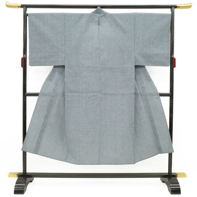 【新古品】 夏物 男物 浴衣 未使用 着物 単衣 木綿 ブルーグレー 青 グレー 変わり織 小格子 カジュアル 綿 夏 手縫い仕立て 浴衣 ゆかた 夕涼み 花火大会 花火 お祭 仕立て上がり 身丈141 裄丈68 Mサイズ みやがわ sb15844