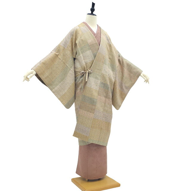 【中古】 道中着 コート リサイクル 正絹 袷 手織り 軽量織 捺美衣 ベージュ 段ぼかし 高級 カジュアル 道中着コート 春 秋 冬 仕立て上がり 身丈111 裄丈68.5 Lサイズ ハオリモノ みやがわ sb15256 auc-miyagawa-10124635 リサイクル着物 みやがわ 中古着物 サンプル画像3