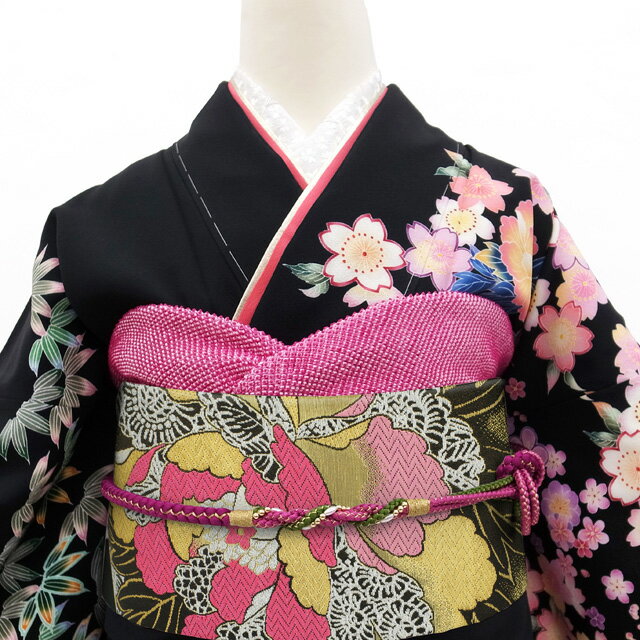 【中古】 すごい値！ 袋帯 リサイクル 振袖用 フォーマル 正絹 京都 西陣 黒金 牡丹 花 成人式 結婚式 金銀糸 二十歳 中古 美品 仕立て上がり 春 秋 冬 みやがわ neb01567