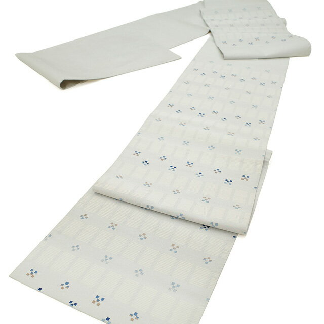 【新古品】 袋帯 フォーマル 未使用 綴れ織 正絹 綴れ 銀通し ライトグレー地 花織風 長尺 セミフォーマル カジュアル 袋帯 綴れ織 春 秋 冬 ふくよか ロングサイズ 仕立て上がり みやがわ sb54174