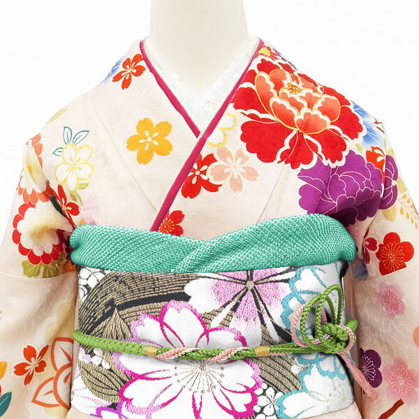 30%OFFで買えます￥19800→13860 【中古】 袋帯 リサイクル 振袖用 正絹 フォーマル 京都 西陣 黒 金糸 桜花競艶 桜 流水 花柄 二十歳 20歳 春 秋 冬 仕立て上がり みやがわ sb9574