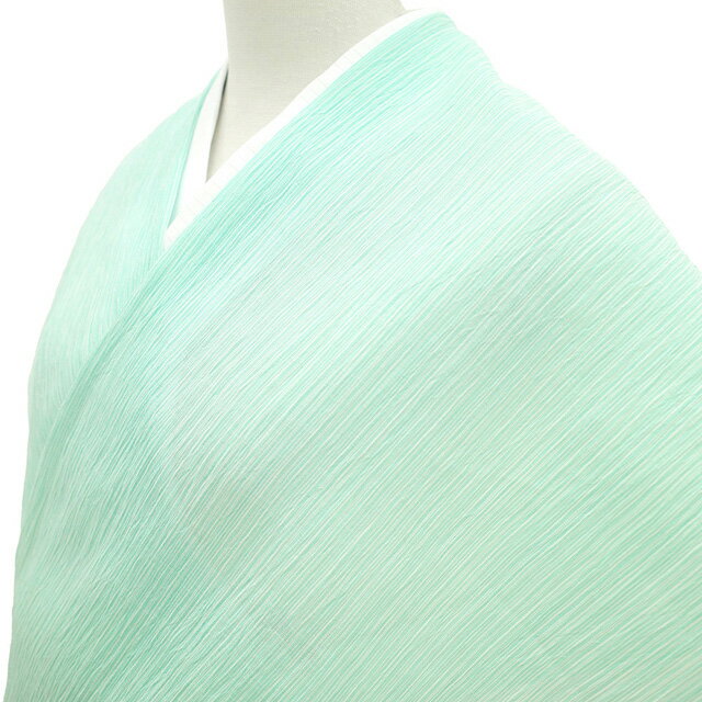 【新品】 夏物 小千谷ちぢみ 着物 着尺 反物 本場小千谷ちぢみ 本麻 麻 越後 オーガニック 男女兼用 ミントグリーン 白 細縞 カジュアル 夏 小千谷縮 杉山織物 未仕立て みやがわ sb15183