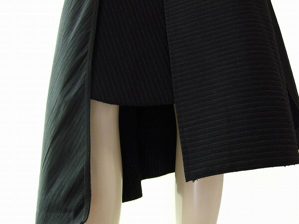 フルフルマーケットの美品【中古】tatiana lebedev フランス製 黒×極小ピンスト 変形デザイン W重ねラップ フレアスカート 9号 秋冬 レディース ボトムス｜アングル2