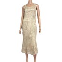 美品【中古】ニコル NICOLE フォーマルドレス ロングワンピース 総レース 9号 M 11号 L 相当 古着 シャンパンゴールド ベージュ系 レディース 春...
