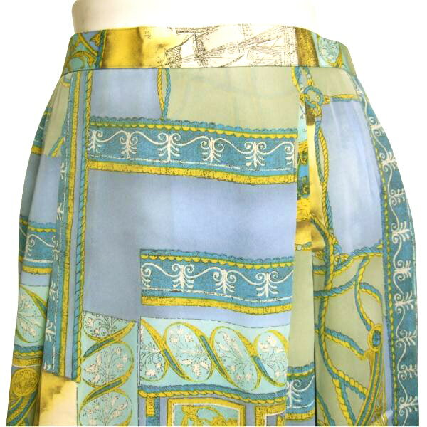 フルフルマーケットの新品【中古】バンベール VINVERT フレアスカート 大きいサイズ 大きい 表記 13号 LL 2L XL 42号 相当 水色 青系 イエロー系 レディース 春 夏 春夏 ボトムス 薄手 ミモレ丈 大人 女性 50代 60代 ミセス おしゃれ 未使用品｜アングル2