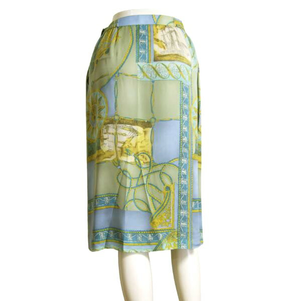 フルフルマーケットの新品【中古】バンベール VINVERT フレアスカート 大きいサイズ 大きい 表記 13号 LL 2L XL 42号 相当 水色 青系 イエロー系 レディース 春 夏 春夏 ボトムス 薄手 ミモレ丈 大人 女性 50代 60代 ミセス おしゃれ 未使用品｜アングル3