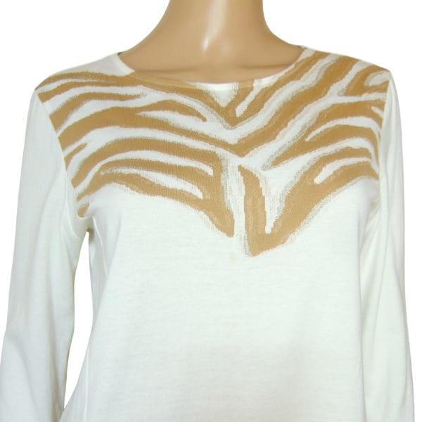 美品【中古】クリッツィア EVEX by KRIZIA カットソー コットンカットソー 表記 42号 L 11号 40号 相当 白 ホワイト レディース 春 秋 トップス 長袖 綿100 コットン 日本製 大人 女性 50代 60代